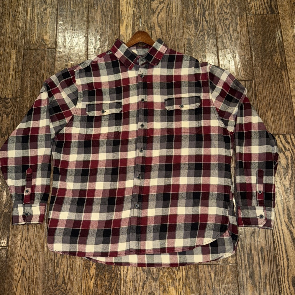 Jachs Men's Size 2XLHeavy Button-Up Long Sleeve‎ Red, Black, White Plaid Flannel